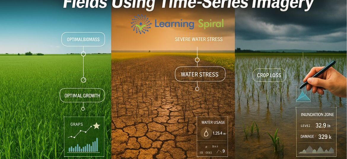 High-quality time-series imagery annotation by Learning Spiral AI to track climate effects on agricultural fields for AI and ML applications.