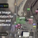 Aerial image annotation visual showing labeled vehicles, roads and surveillance zones for AI data solutions by Learning Spiral AI